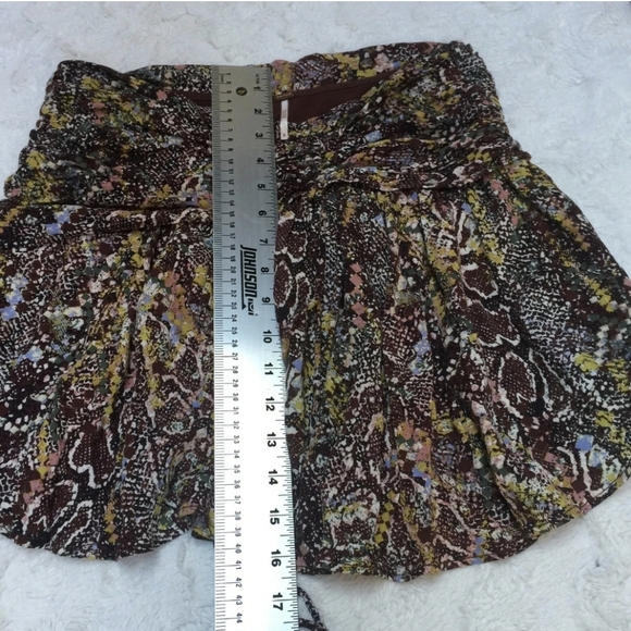 Free People Day And Night Combo Mini Skirt Women’s Brown & Gold Print Size 0 - Picture 12 of 12